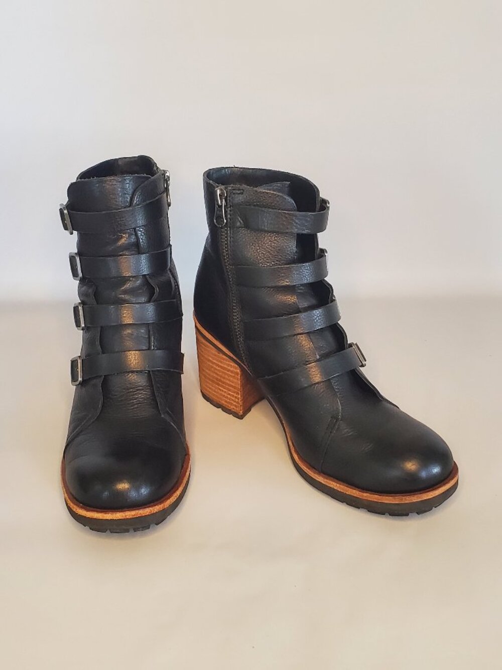 Kork-ease Dee Hiker Black Leather Moto Boots Size 8